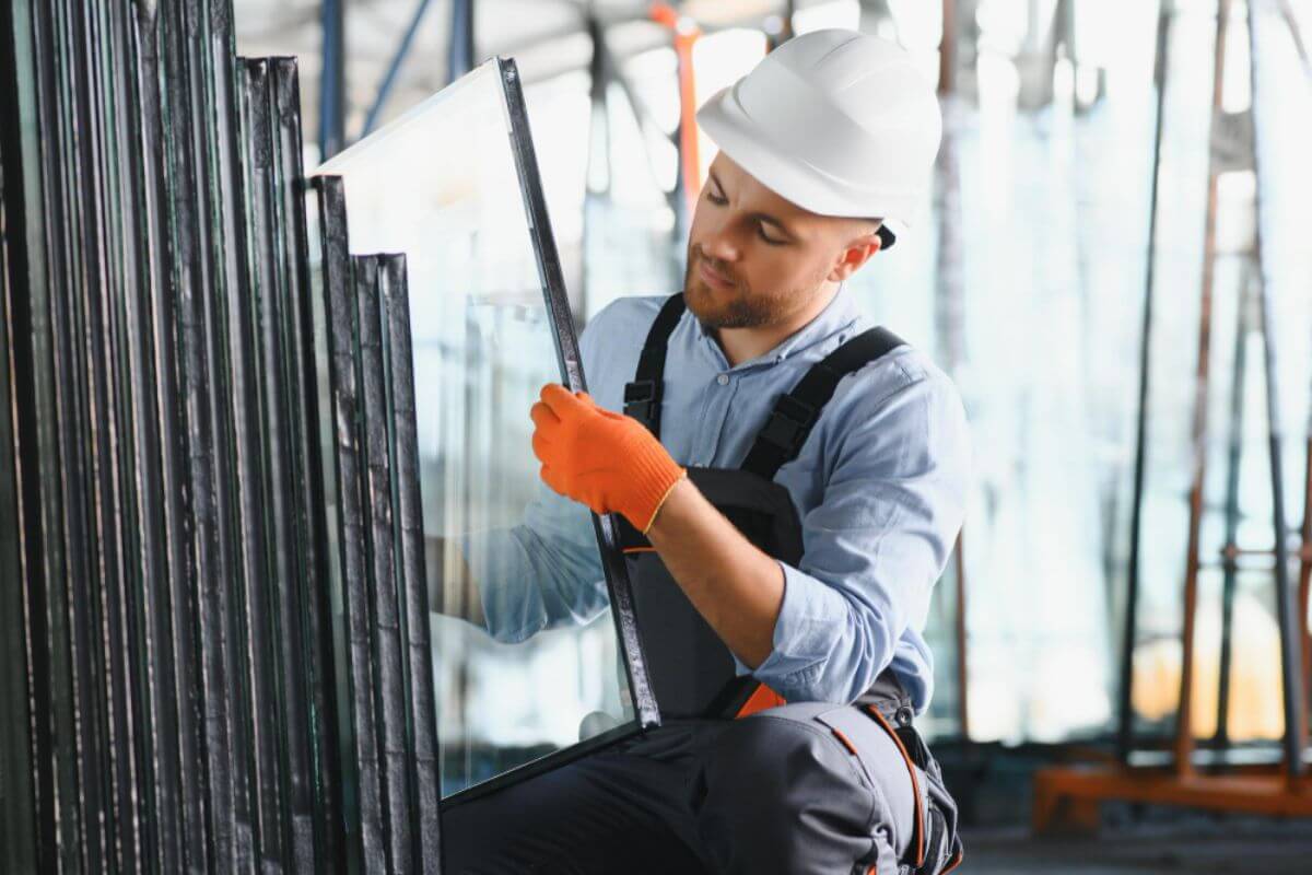 Aluminum goes through the machine attaching the protective film in every-side so item is not scratched or damaged upon delivery and fabrication