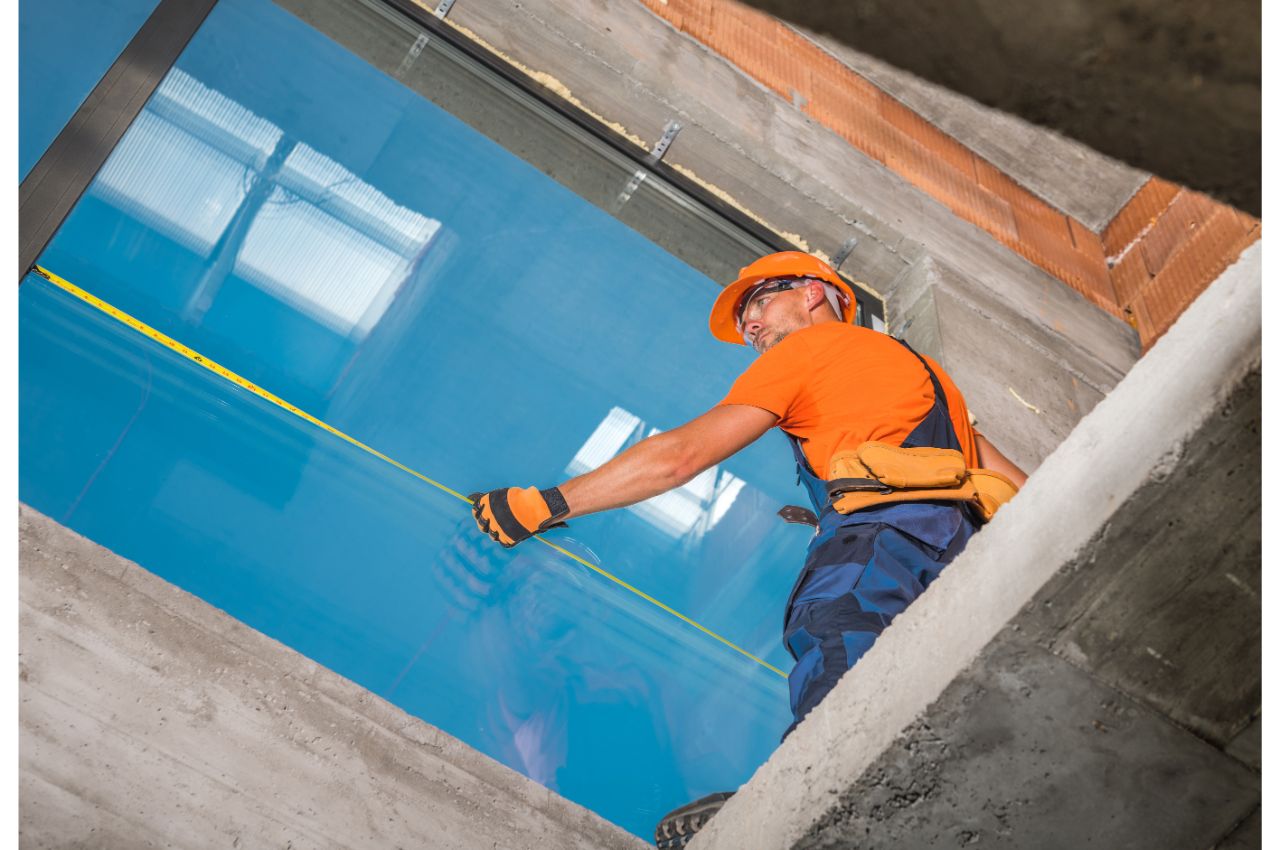 A worker about to install aluminum windows