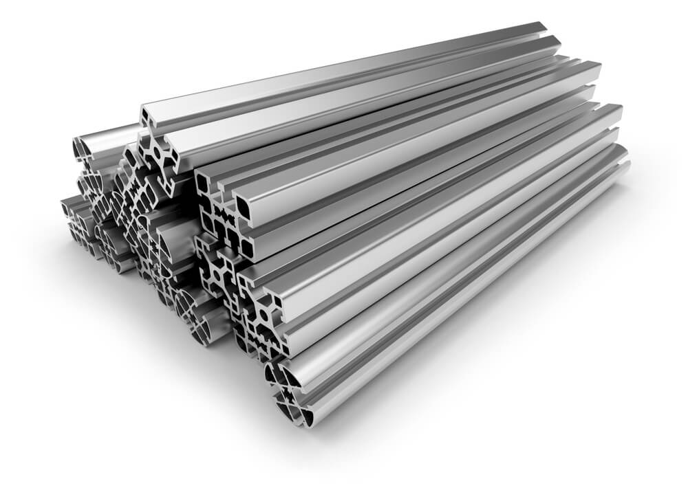 Different types of aluminum profiles displayed for screen door framing