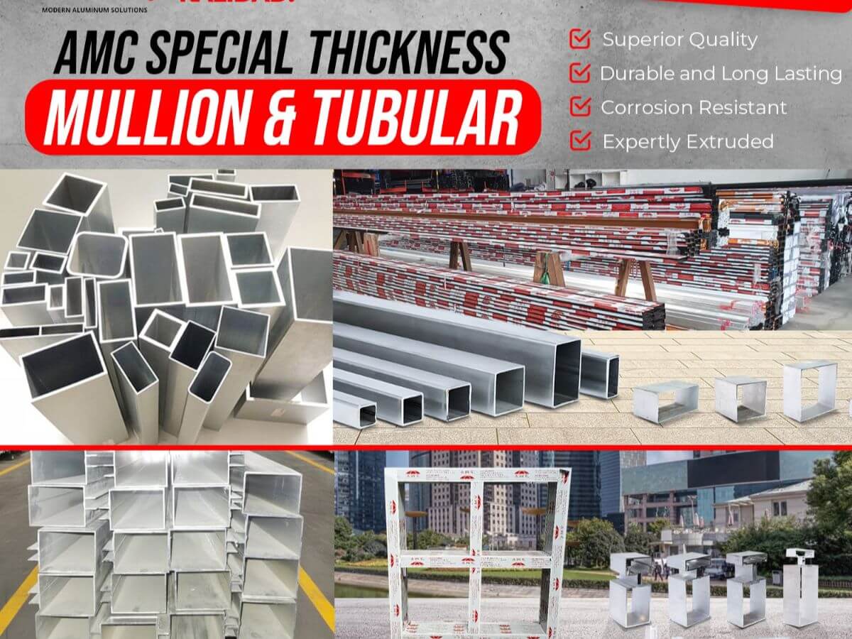 AMC special thickness mullion and tubular aluminum profiles highlighting durability, corrosion resistance, and extrusion quality